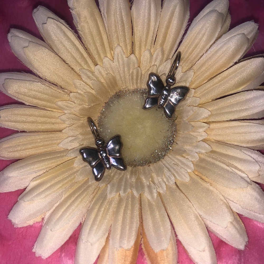 Butterfly drop style earrings